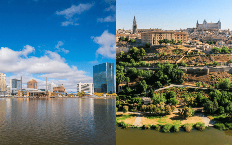 ciudades con el mismo nombre: Toledo (Ohio, EE. UU.) y Toledo (España)