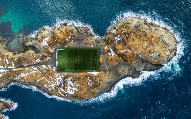 El campo de fútbol visto desde arriba